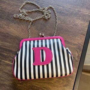 “D” initial clutch bag